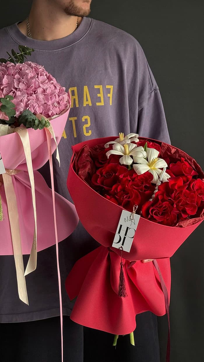 Red Rose & Pearl Bouquet by Holy Chic Flowers Manila, product view 2