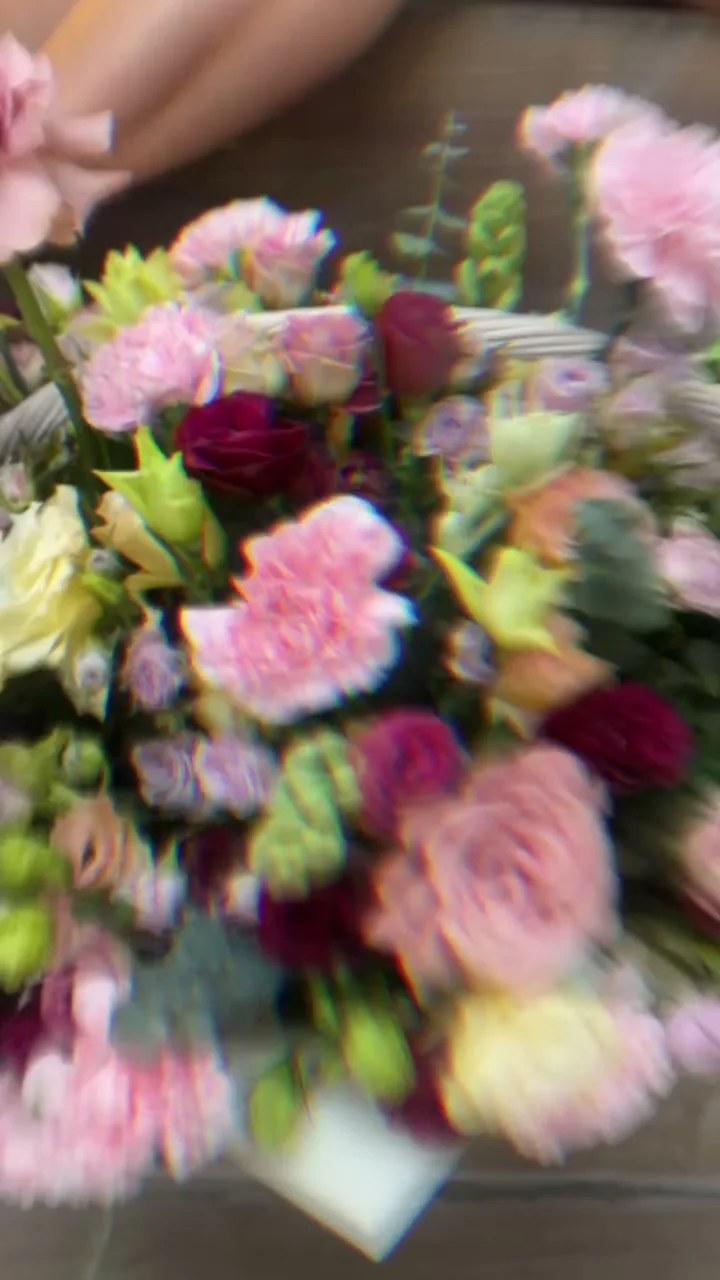 Close-up video of a pink Holy Chic garden flower arrangement
