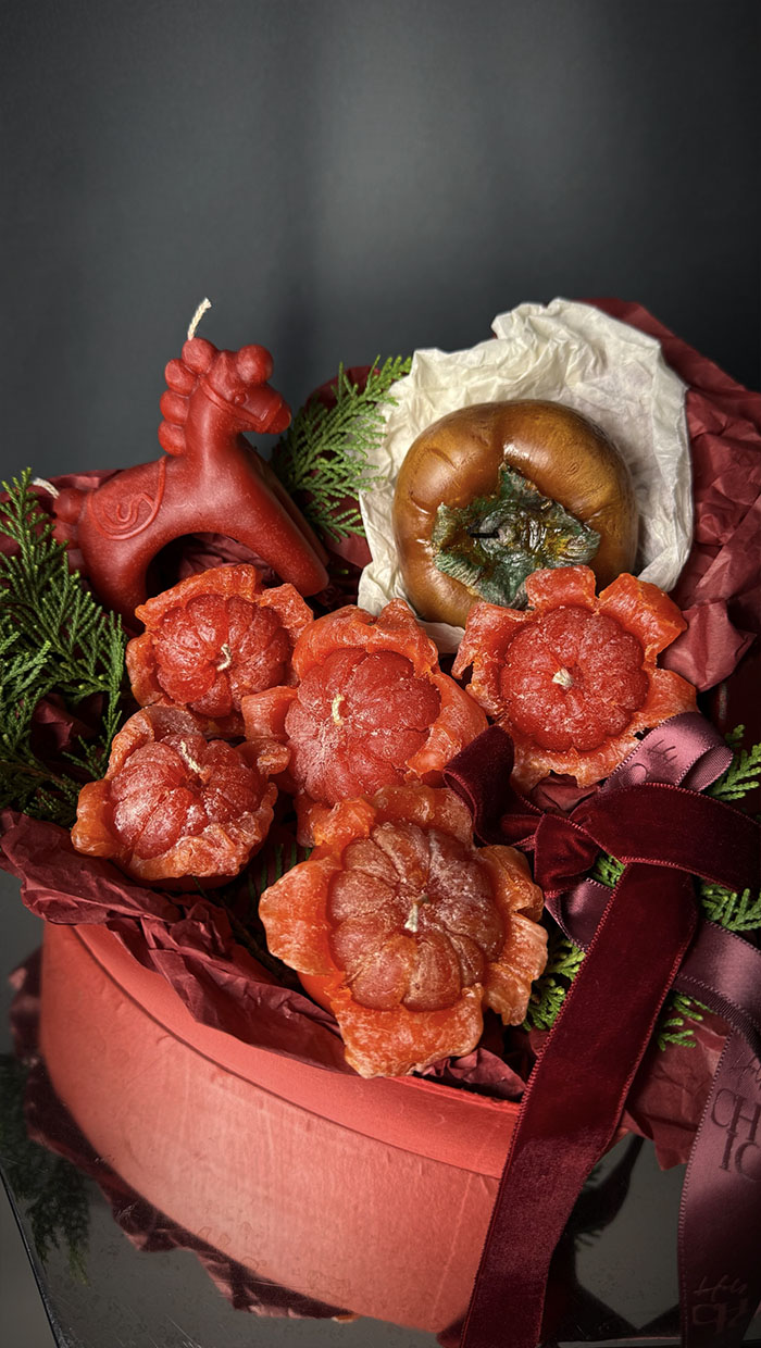 Large Heart-Shaped Fruit Candle Set