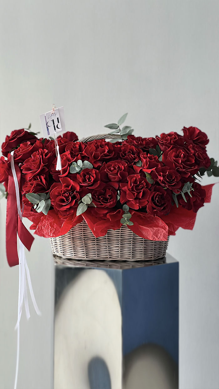 Signature Basket of 50 Red Roses